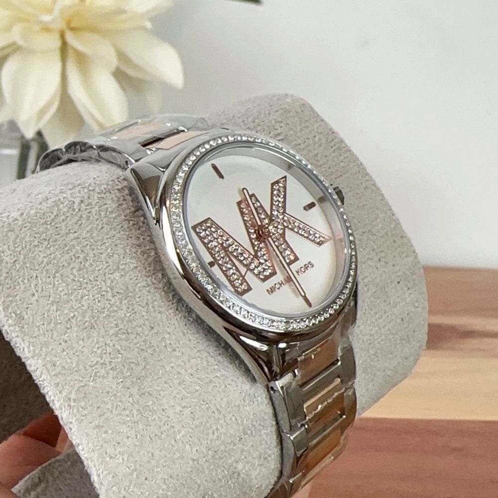 NWT Michael Kors Janelle Silver Dial Two Tone Watch MK7383 - Picture 3 of 7